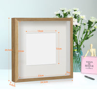 1 x RAW Customer Returns Anhow 2-piece 3D picture frame 23x23 cm depth 3 cm , picture frame to fill with beige passepartout suitable for 13x13 cm photos - wood colour - RRP €22.99