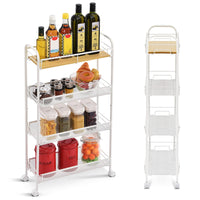 1 x RAW Customer Returns KINGRACK kitchen trolley with 4 levels, narrow trolley, niche shelf on wheels, space-saving kitchen shelf and bathroom shelf, all-purpose trolley for small limited spaces, kitchen, office, bathroom,  - RRP €33.99