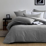 1 x RAW Customer Returns MILDLY bed linen 220x240 cotton, bed linen sets smoke grey 3 pieces with zipper Similar texture to stone washed linen and contains 1 duvet cover and 2 pillowcases 80x80 - RRP €55.45