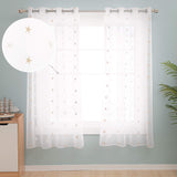 1 x RAW Customer Returns Deconovo Curtains Modern Living Room Curtains Embroidered Translucent Curtains for Bedroom Windows with Eyelets 140 x 175 cm 2 Pieces Light Gray Stars and White - RRP €22.18