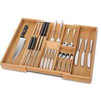 1 x Brand New MASTERTOP cutlery box for drawers, bamboo cutlery insert with knife organizer, size-adjustable drawer insert drawer organization system for kitchen, 43 31-55 5cm - RRP €30.89