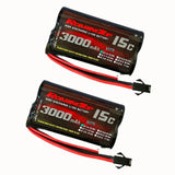 2 x RAW Customer Returns RoaringTop 2S 7.4V 3000mAh 15C RC Battery, with JST-SMP, Suitable for WLToys Four-wheel Drive RC Car 12403 12401 12402 12404 12428 and Other RC Trucks More 1 12 1 14 1 16 Gear 2 Pack  - RRP €40.8