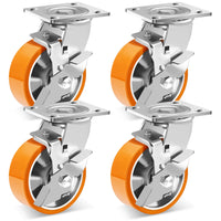 1 x RAW Customer Returns WBD WEIBIDA 125mm heavy duty castors with brake, load capacity 1800KG, 360 rotatable industrial castors heavy duty, durable polyurethane furniture castors for large instruments, workbenches and industrial, set of 4 - RRP €112.99