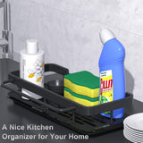 1 x RAW Customer Returns Eroshoo Sink Organizer Wall Sponge Holder Organizer Hanging Sink Dishwashing Liquid Washing Organizer Kitchen Utensil Holder Black for Kitchen Sink Bathroom Drip Tray Dish Cloth Holder  - RRP €18.14