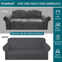 1 x RAW Customer Returns Granbest Super Thick Sofa Cover 2 Seater Waterproof Armchair Cover Non-Slip Protector Furniture Cover 2 Seater,Gray  - RRP €37.85