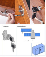 1 x RAW Customer Returns Sliding door lock, furniture lock, cabinet lock, cylinder furniture lock, pressure lock for drawer, with key set for filing cabinets, cabinet doors, display cases, drawers cabinets accessories silver  - RRP €18.0