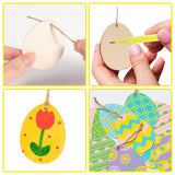 2 x Brand New Ficlwigkis wooden Easter eggs for painting, Easter eggs for hanging, Easter eggs for painting, wooden pendants Easter eggs for painting, Easter crafts for children, Easter egg set, Easter decoration crafts DIY type 1  - RRP €40.8