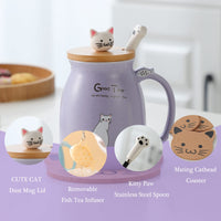 1 x RAW Customer Returns MengCat Cat Mug Cute Ceramic Coffee Mug with Adorable Kitten Lid, Stainless Steel Spoon, Novelty Morning Cup Tea Milk Christmas Mug Gift 380ml - RRP €18.98