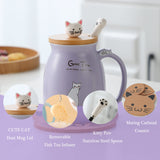 1 x RAW Customer Returns Cat Mug Cute Ceramic Coffee Mug with lid,Stainless Steel Spoon, Novelty Morning Cup Tea Milk Christmas Mug Gift Teacup with Lid and Strainer Gifts for Women 380ML - RRP €18.46