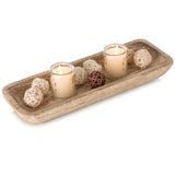 1 x RAW Customer Returns Romadedi wooden tray rectangular wooden tray decoration 40cm x 16cm candle tray country house decorative tray rustic table decoration coffee table candle plate living room Christmas - RRP €20.16