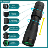 1 x RAW Customer Returns Aurosports 10-30x40 Zoom Monocular Telescope Adults, Bak4 Prism Dual Focus Telescope Compact Monocular for Wildlife Bird Watching Hiking Hunting Camping - RRP €36.19