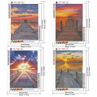 4 x Brand New DCIDBEI 30x40CM 4 Pcs Diamond Painting for Adult,Rhinestone Diamond Painting Diamond Painting Landscape Sunset Bedroom Decor Birthday Gift Seaside Trestle Bridge - RRP €76.8