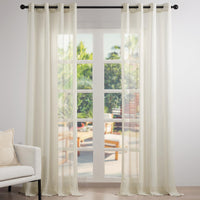 1 x RAW Customer Returns Topfinel bedroom curtains and drapes linen look curtain transparent beige curtain scarves window living room curtain scarves 240 x 140 cm 2 pack curtains for living room sun protection eyelet curtain - RRP €27.99