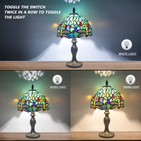 1 x RAW Customer Returns MIAOKE Tiffany Style Table Lamp, Vintage Table Lamp Handcraft Stained Glass Lampshade Table Lamps for Bedroom Bedside Lamp Study Office Green Dragonfly  - RRP €70.57