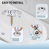 1 x RAW Customer Returns 2 in 1 Bathtub Plug Drainage Hair Catcher, Drain Plug Bathtub Hair Strainer, Plug Bathtub With Filtration Design Brass Anti-Clogging Height Adjustable Drain Strainer - RRP €15.41