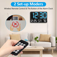 1 x RAW Customer Returns SZELAM Digital Clock Large Display, 11.5 Digital Wall Clock with Radio Remote Control, LED Oversized Wall Clock with Date Temp, 12 24H, Snooze Alarm Clock for Home Bedroom Office Gym, With Adapter - RRP €40.32