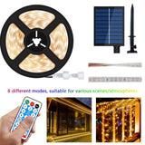 1 x RAW Customer Returns Lumtang Solar LED Strip Outdoor, 10m total 560 LEDs Dimmable Light Strips with Remote Control, Warm White LED Lights for Garden Trees Home Christmas Holiday Patio Party Decoration - RRP €36.0