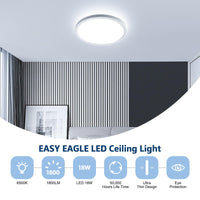 1 x RAW Customer Returns EASY EAGLE ceiling lamp LED ceiling light flat, 18W IP44 modern bathroom lamp, 6500K kitchen lamp for hallway bedroom balcony basement, 218, 1800LM - RRP €16.73