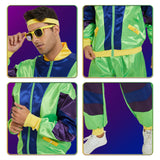 1 x RAW Customer Returns Ulikey 80s 90s Tracksuit, Retro Style Tracksuit, 80s Clothing for Men and Women with Headband Bracelets and Glasses, Adult 80s Tracksuit Costume S M, Men  - RRP €30.73