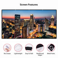 1 x RAW Customer Returns Projector Screen 120 Inch 16 9 HD Portable Washable Folding Projection Screen, Home and Outdoor, Double Sided Screen 265x149cm - RRP €27.99