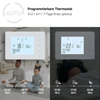 1 x RAW Customer Returns Beok room thermostat for controlling gas boilers and water boilers, programmable heating thermostat, digital heating thermostat, 2 AA battery operated, BOT-W306 white - RRP €39.99