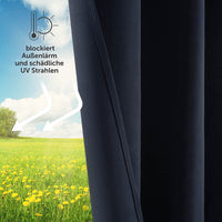 1 x RAW Customer Returns Blumtal blackout curtains set of 2 - thermal curtain cold protection - opaque curtain with eyelets - curtain curtains with loops thermal curtain - curtains 225x140cm - curtains for bedroom - curtain blue - RRP €34.99