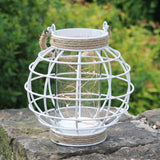 2 x Brand New Fanna Lantern in White Metal with LED Indoor Lighting with 6H Timer, 17.5 x 17.5 x 19 cm - RRP €45.6