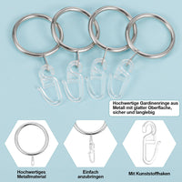 1 x RAW Customer Returns Bestomrogh 50 pieces curtain rings, silver metal curtain rings with 50 pieces plastic curtain hooks for window door shower curtain, curtain hooks for rails, 30 mm inner diameter - RRP €10.07