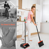 1 x RAW Customer Returns BEI HONG Broom and Dustpan Set with Long Handle, Upright Stand Up Broom with Dustpan Combo, Heavy Duty Indoor Outdoor Broom and Dustpan Set Black for Home Kitchen Floor Use - RRP €20.08