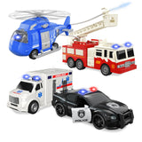 4 x Brand New Rescue Vehicle Playset, 4 Pack 1 20 Ambulance Toys, Fire Truck, Ambulance, Play Police Car and Toy Helicopter, Kids Toys for Boys 2 3 4 5 6 Years Old ift - RRP €156.24