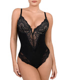 1 x RAW Customer Returns Popilush Women s Thong Bodysuit V-Neck Bodysuits Tummy Control Corset Black Reducing Shapewear - RRP €58.18