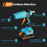 1 x RAW Customer Returns GoGonova hot glue gun, 20V cordless hot glue gun with LCD digital display, temperature adjustment, anti-drip nozzle and 12pcs 11mm glue sticks, ideal for DIY, repair battery included  - RRP €57.0