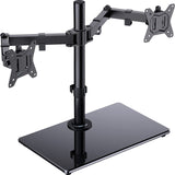 1 x RAW Customer Returns ErGear monitor mount 2 monitors for 13-32 inch screen, screen mount 2 monitors with freestanding base, swivel 180 rotation 360 VESA 75 100mm, 8KG per arm - RRP €59.99