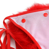 1 x RAW Customer Returns ZOSCGJMY Women s Fluffy Artificial Fur Bikini Set Triangle Bikini Two Piece Swimsuit Rose Red  - RRP €33.26