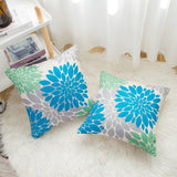 1 x Brand New Cushion cover 40 x 40 cm summer autumn flower decorative pillow sofa cushion decorative blue and green modern linen cushion cover sofa cushion cover for sofa indoors living room garden set of 2 - RRP €15.12