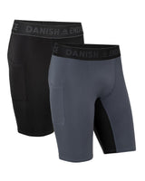 1 x RAW Customer Returns DANISH ENDURANCE 2 Pack Men s Short Tights, Running Compression Shorts, with Pocket, Multicolor 1x Grey, 1x Black , L - RRP €26.94