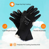 1 x RAW Customer Returns SAFEYEAR 12 Pairs PU Coated Work Gloves for Cleaning, Automotive Assembly, Precision Operations and More Black XL  - RRP €19.99