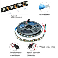 1 x RAW Customer Returns Tesfish WS2812B LED Strip Light RGB LED Pixel Strip 5m 5V 5050 300 LEDs IP30 Flexible Black PCB Full Color Individually Addressable Smart LED Light Strip for Advertising Decoration DIY Projects - RRP €28.75