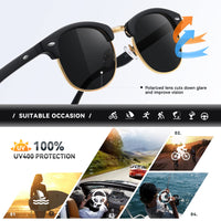 1 x RAW Customer Returns Occhsouo Unisex Polarized Sunglasses Half Frame Sunglasses Men Women Classic Retro UV400 Protection Rectangle Sunglasses Metal Frame Outdoor Leisure Driving Travel Protection, 2 Black Frames with Black Gold Trim - RRP €58.8