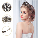 1 x RAW Customer Returns Lurrose Hair Accessory Bridal Jewelry Diadema Nuziale Baroque Rhinestone Crown Black for Wedding - RRP €28.42