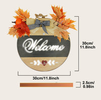 3 x Brand New AXOTEN front door welcome sign with sensor light, 30 30 2.5cm Christmas welcome sign front door, 4 flower decorations and 10 patterns changeable welcome sign for wedding home decoration brown - RRP €55.05