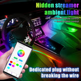 1 x RAW Customer Returns Car interior lighting, 18 in 1 HMYC 128 colorful LED acrylic fiber optic strips, universal decoration atmosphere with music synchronization rhythm, APP control, RGB neon lighting for all cars - RRP €113.66