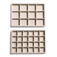 1 x RAW Customer Returns Frebeauty Stackable Velvet Jewelry Organizer Trays for Drawers Inserts Jewelry Storage Display Cases Stud Earrings Bracelets Necklaces Rings Accessories Trays for Women and Girls Set of 2, Beige  - RRP €29.99