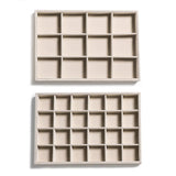 1 x RAW Customer Returns Frebeauty Stackable Velvet Jewelry Organizer Trays for Drawers Inserts Jewelry Storage Display Cases Stud Earrings Bracelets Necklaces Rings Accessories Trays for Women and Girls Set of 2, Beige  - RRP €29.99