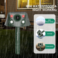 1 x RAW Customer Returns Cat Repeller for Outdoor Use, 360 Solar Powered Animal Control Devices Bird Repeller with Motion Sensor and Flashing Light, 6 Modes Waterproof Animal Repellent for Squirrels Raccoons Martens Rabbits - RRP €52.12