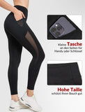 1 x RAW Customer Returns Yvette Women s Sports Leggings with Mesh Pocket High Waist Sports Trousers Elastic Yoga Gym Trousers Black M - RRP €28.22