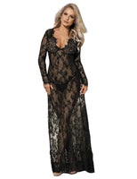 1 x RAW Customer Returns comeondear women s dresses sexy lace long long sleeve V-neck negligee pregnancy maternity dress cocktail dress evening dress, SM 36 EU 38EU, black - RRP €29.99