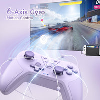 1 x RAW Customer Returns EasySMX Wireless Controller for Switch, Bluetooth Switch Controller, Controller Switch with 6-Axis Motion, Wake-up, Adjustable Turbo Dual Vibration Function-Purple - RRP €20.96