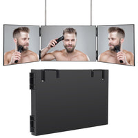 1 x RAW Customer Returns Winter Shore 3-Way Solo Hair Cutting Mirror - 360 Degree Mirror for Styling, Shaving Beard, Drying, Braiding - Adjustable Height Over the Door with Telescoping Hooks - Compact Travel Mirror - RRP €29.99