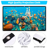 1 x RAW Customer Returns Projector Screen, 60 72 84 Inch 16 9 HD Foldable Screen, No Crease Portable Bag Projection Screen Support Projection Wall Mount for Home Theater and Outdoor Cinema 60Inch  - RRP €21.62